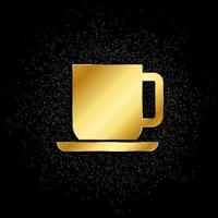 Coffee cup gold, icon. Vector illustration of golden particle on gold vector background