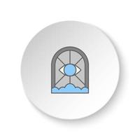 Round button for web icon, Gate, eye, cloud symbol. Button banner round, badge interface for application illustration on white background vector