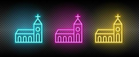 Church symbol neon vector icon