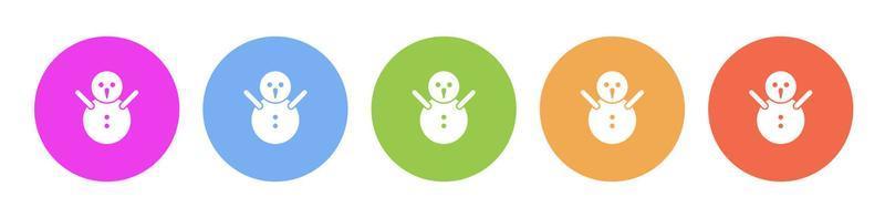 Multi colored flat icons on round backgrounds. snowman, christmas multicolor circle vector icon on white background