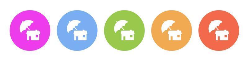 Multi colored flat icons on round backgrounds. Home, house, insurance, property multicolor circle vector icon on white background