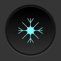 Round button icon Snow. Button banner round badge interface for application illustration on dark background vector