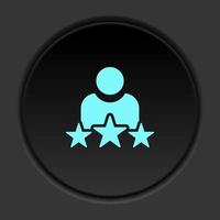 Round button icon, rating. Button banner round, badge interface for application illustration on dark background vector