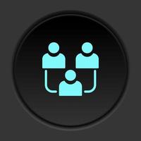Round button icon, avatars, users, contact. Button banner round, badge interface for application illustration on dark background vector