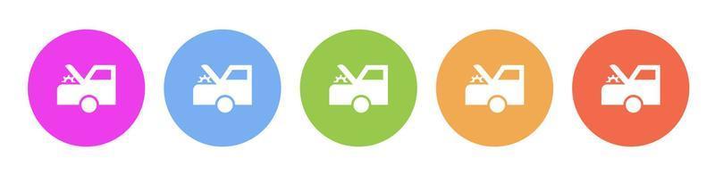 Multi colored flat icons on round backgrounds. Car, check, service multicolor circle vector icon on white background