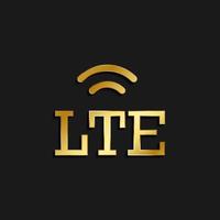 lte, signal gold icon. Vector illustration of golden style icon on dark background