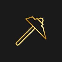 miner, pick, tool gold icon. Vector illustration of golden dark background .