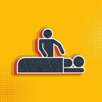 Massage pop art, retro icon. Vector illustration of pop art style on retro background