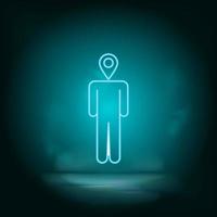 Man, location blue neon vector icon. Simple element illustration from map and navigation concept. Man, location blue neon vector icon. Real estate concept vector illustration. on white background