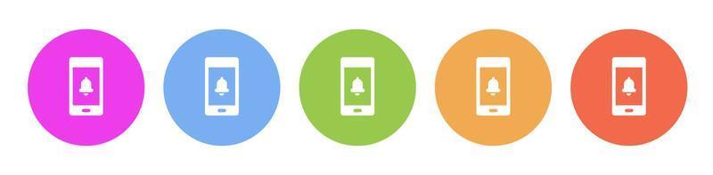 Multi colored icon phone bell ringtone. Button banner round badge interface for application illustration on white background vector