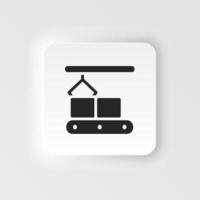 Mass production, conveyor neumorphic style vector icon. Simple element illustration from UI concept. Mass production, conveyor neumorphic style vector icon. Infographic concept on white