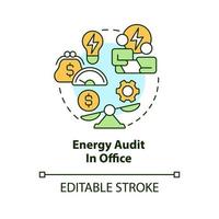 Energy audit in office concept icon. Reduce power consumption. Green business abstract idea thin line illustration. Isolated outline drawing. Editable stroke vector