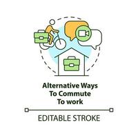 Alternative ways to commute to work concept icon. Reduce carbon footprint. Ecological abstract idea thin line illustration. Isolated outline drawing. Editable stroke vector