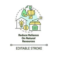 Reduce reliance on natural resources concept icon. Environmental responsible company abstract idea thin line illustration. Isolated outline drawing. Editable stroke vector