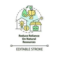 Reduce reliance on natural resources concept icon. Environmental responsible company abstract idea thin line illustration. Isolated outline drawing. Editable stroke vector