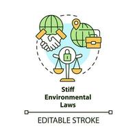Stiff environmental laws concept icon. Sustainable manufacture. Eco-friendly business abstract idea thin line illustration. Isolated outline drawing. Editable stroke vector