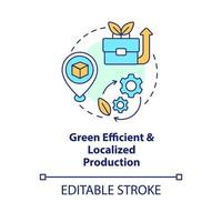 Green efficient and localized production concept icon. Sustainable development abstract idea thin line illustration. Isolated outline drawing. Editable stroke vector