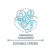 Preference management turquoise concept icon. Using consumer information abstract idea thin line illustration. Isolated outline drawing. Editable stroke vector