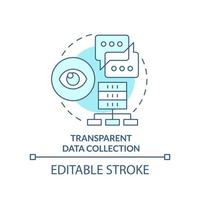 Transparent data collection turquoise concept icon. Consumer information usage abstract idea thin line illustration. Isolated outline drawing. Editable stroke vector