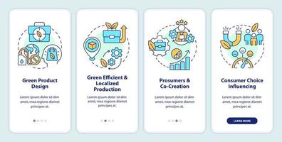 Green business models onboarding mobile app screen. Eco-friendly walkthrough 4 steps editable graphic instructions with linear concepts. UI, UX, GUI template vector