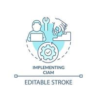Implementing CIAM turquoise concept icon. Digital business optimization abstract idea thin line illustration. Isolated outline drawing. Editable stroke vector