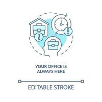 You cant leave home office turquoise concept icon. Freelance work problem abstract idea thin line illustration. Isolated outline drawing. Editable stroke vector