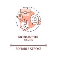 No guaranteed income red concept icon. Running business from home challenge abstract idea thin line illustration. Isolated outline drawing. Editable stroke vector