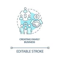 Creating family business turquoise concept icon. Home based entrepreneurship benefit abstract idea thin line illustration. Isolated outline drawing. Editable stroke vector