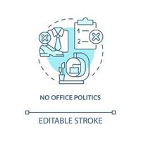 No office politics turquoise concept icon. Without dress code. Freelance work benefit abstract idea thin line illustration. Isolated outline drawing. Editable stroke vector
