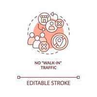 No walk-in traffic red concept icon. Home business. Online store challenge abstract idea thin line illustration. Isolated outline drawing. Editable stroke vector