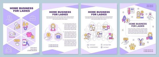 hogar negocio para señoras folleto modelo. mujer emprendedor. folleto diseño con lineal iconos editable 4 4 vector diseños para presentación, anual informes