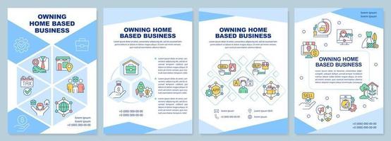 Owning home based business brochure template. Family startup. Leaflet design with linear icons. Editable 4 vector layouts for presentation, annual reports