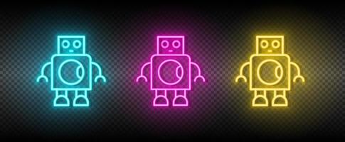 artificial intelligence, bionic man neon icon set. Technology vector illustration neon blue, yellow, red icon set