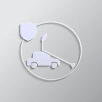 car, insurance, crash, icon, vector, insurable, fuse paper style. Grey color vector background- Paper style vector icon. on white background