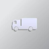 Delivery truck paper style, icon. Grey color vector background- Paper style vector icon.