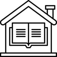 Vector online education concept vector icon -Home, house with book educational online education vector icon distant e-learning.