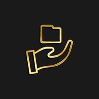 folder, save, storage, share gold icon. Vector illustration of golden icon on dark background