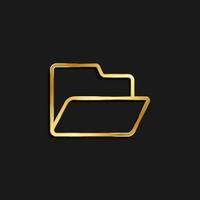 folder open gold icon. Vector illustration of golden icon on dark background