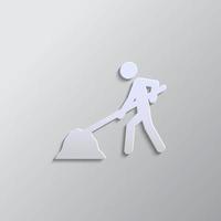 worker, sand, work paper style icon. Grey color vector background- Paper style vector icon.