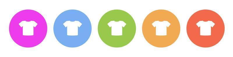 Multi colored flat icons on round backgrounds. Shirt multicolor circle vector icon on white background
