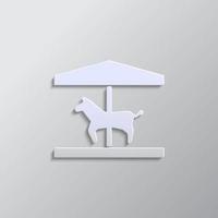 Horse, carousel paper style, icon. Grey color vector background- Paper style vector icon.