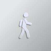 Man, walking paper style, icon. Grey color vector background- Paper style vector icon.