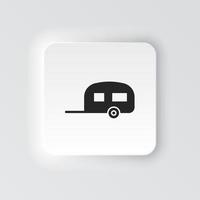 Rectangle button icon Caravan. Button banner Rectangle badge interface for application illustration on neomorphic style on white background vector