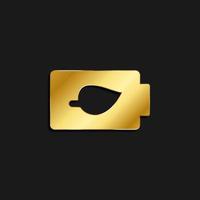 charge, ecology, battery gold icon. Vector illustration of golden style icon on dark background