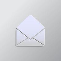 email paper style, icon. Grey color vector background- Paper style vector icon.