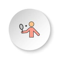 Round button for web icon, Tennis, man. Button banner round, badge interface for application illustration on white background vector