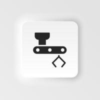 Mass production, mechanical arm neumorphic style vector icon. Simple element illustration from UI concept. Mass production, mechanical arm neumorphic style vector icon. Infographic concept on white