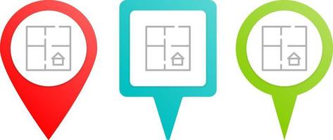 apartment, house, plan, pin vector icon. Multicolor pin vector icon, diferent type map and navigation point. on white background