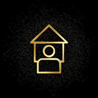 House, manager, property gold icon. Vector illustration of golden particle background. Real estate concept vector illustration .