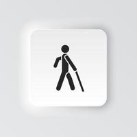 Rectangle button icon Blind man silhouette. Button banner Rectangle badge interface for application illustration on neomorphic style on white background vector